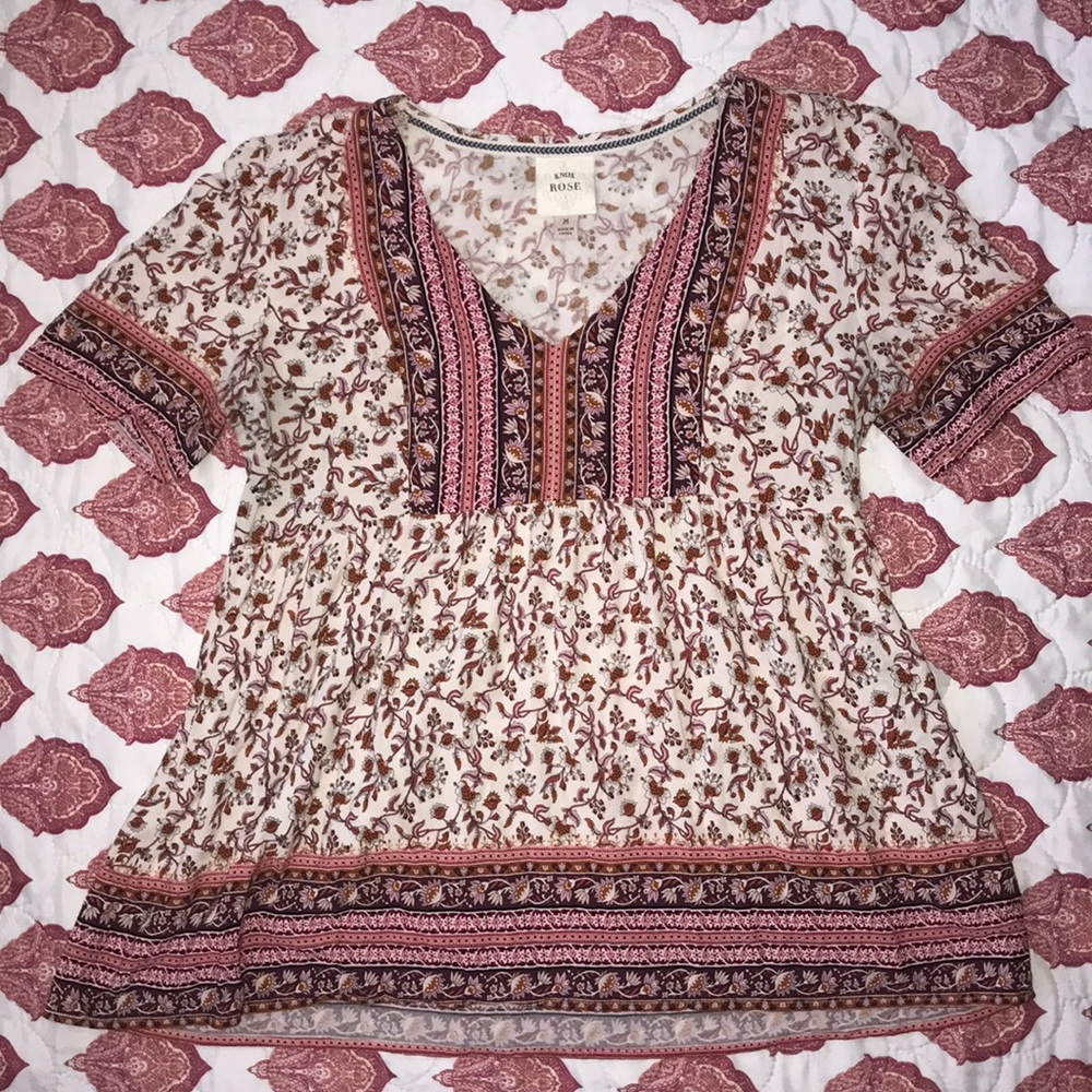 Knox Rose Printed Babydoll Blouse